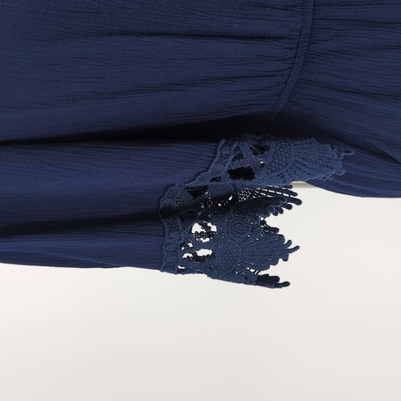 Ambiance Off Shoulder Romper Navy Blue S summer bohemian casual cottagecore - Picture 4 of 8